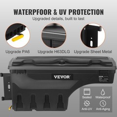 Truck Bed Storage Box,Lockable Swing Case w/Password Padlock,6.6 Gal/25 L ABS Wh