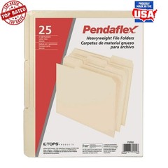 Heavyweight File Folders 1/3 Cut Manila Letter Size 25 Pack Organization Office