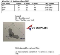 4 Pieces 5/16″ DIN315 316 Stainless Steel Wing Nut Thumb Screw Nut
