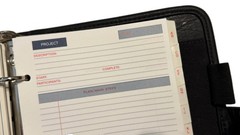 United States Navy 3 Ring Planner Black Leather Gold Stitched Logo Organizer