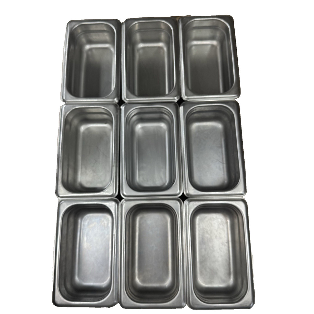Winco Stainless Steel 1/9 Size Steam Table Pans Lot 9 NSF SPJL-902 18-8