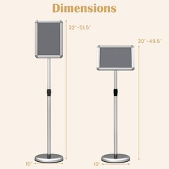 Sign Holder Stand 8.5 x 11 Inch w/ Snap-Open Frame & 360° Rotation for Malls