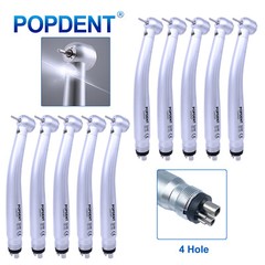 10Pcs POPDENT Dental LED E-generator High Speed Handpiece Push Button 4 Hole