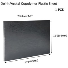 Delrin/Acetal Copolymer Plastic Sheet 1″ Thick – 8″ x 12″ Black POM Plastic B…