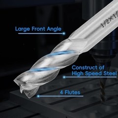 Square End Mill 1/2″ Cutting Dia X 1/2″ Shank Dia 4 Flute Straight End Mill Cut