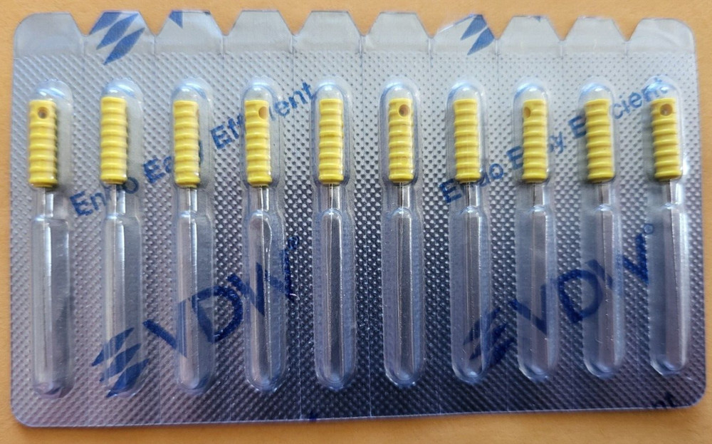 Dentsply Sirona VDW GmbH Sterile Barded Broaches 21mm XXF Yellow 10/PK Germany
