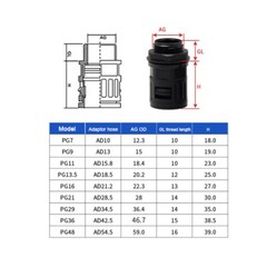 Bellows Joint Quick Hose Connector Corrugated Conduit Connector AD10-AD54.5