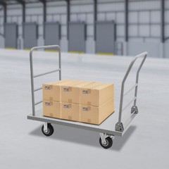 Platform Truck Cart, Heavy Duty Push Cart 2000LB with Detachable Rear Guardrail