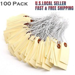100 Pack Manila Shipping Tags with Elastic Rubber Bands Double Layer Reinforced