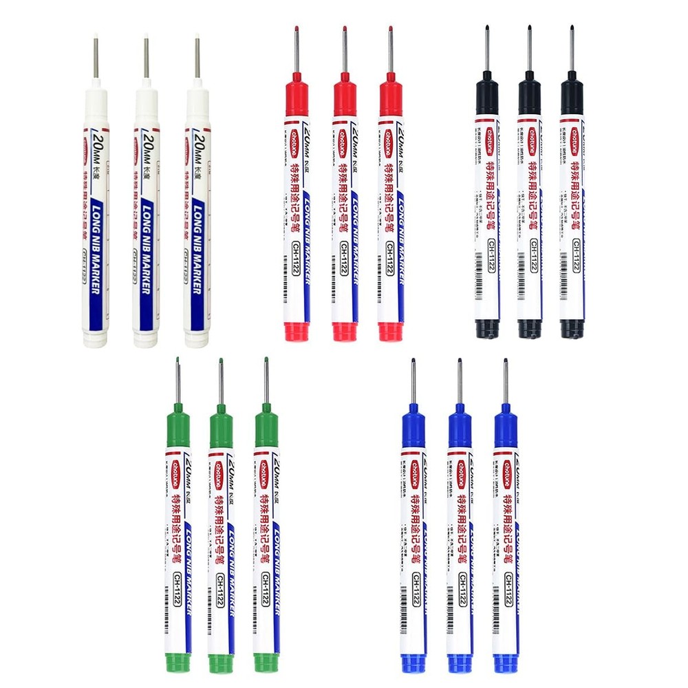 15pcs Long Nib Marker Pens 20mm Waterproof Carpenter Woodworking Tool