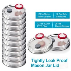 12pcs Liquid Culture Mason Jar Lids Regular Mouth for Mycology Rubber Stopper