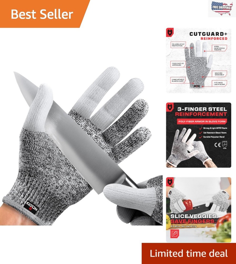 Reinforced Cut Resistant Gloves, Level 5 Safety Gear for Kitchen and Craft
