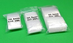 300 Assorted Reclosable Bags 3 Sizes 2×2 2×3 3×4 Clear 2mil Poly Baggies 100 Ea