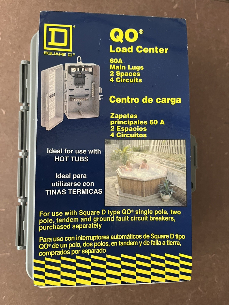 SQUARE D QO LOAD CENTER 60 AMP MAIN LUGS 2 SPACES 4 CIRCUITS MINI FUSE BOX NEW