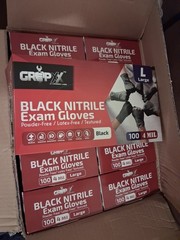 Black Nitrile Exam Gloves Large 4mil London Labs Pack of 100