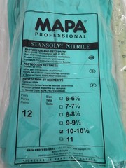 12 Pairs! MAPA A-15 Stansolv Nitile Green Cleaning Gloves Size 10 & 10-1/2 Large