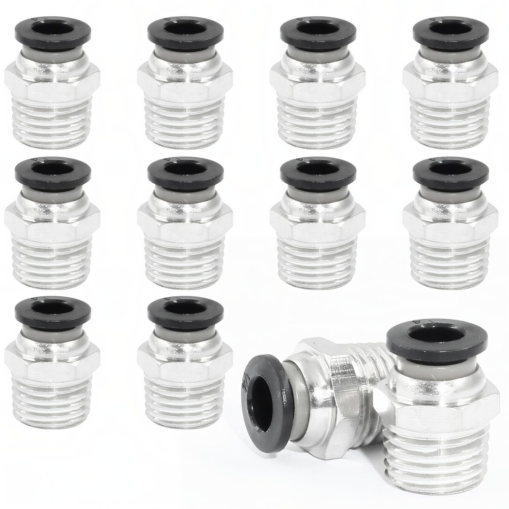 12 Pcs Push to Connect Fittings 1/4 Inch Tube OD x 1/4 Inch NPT Thread, Male Str