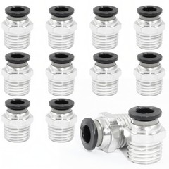 12 Pcs Push to Connect Fittings 1/4 Inch Tube OD x 1/4 Inch NPT Thread, Male Str