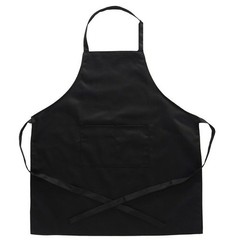 1-100X Unisex Black Bib Aprons with 2 Pockets for Chef Waiter Kitchen Restaurant