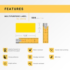 Lot 1-100 DYMO 30336 YELLOW (1″ x 2-1/8″) Thermal Labels – 500 Labels Per Roll