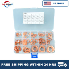 150Pcs Copper Crush Washer Gasket Set Flat Ring Seal Assortment Kit M5 – M22 US