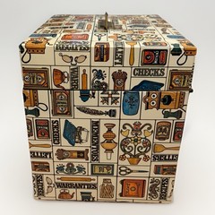 Retro 70s Ballonoff Metal Tin Home Porta File Box w/ Key 12-1/2 x 10 x 6–1/2 Vtg