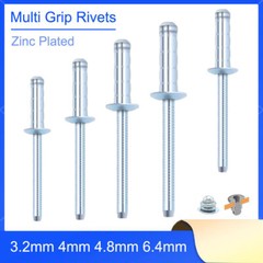 3.2mm 4mm 4.8mm 6.4mm Multi Grip POP Rivet Dome Head Blind Rivet Zinc Plated