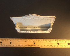 Shabby Chic Metal Business Card Holder Vintage Scroll Design Ivory Off-White