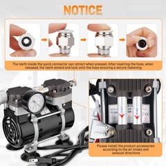 Lab Vacuum Pump Oilless Vacuum Pump 180W 50L/Min w/ Pressure Gauge,Silencer