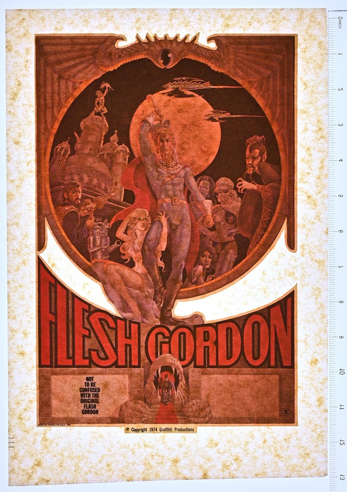 Original VINTAGE 1970s Heat Transfer | Sci Fi Fantasy Hero Flesh Gordon