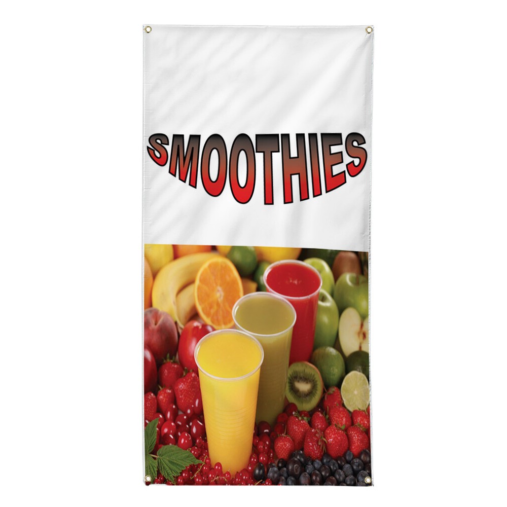 Vertical Vinyl Banner Multiple Sizes Smoothies with Image Restaurant and Food