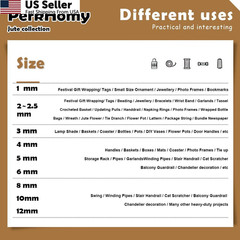 PerkHomy 1100FT Jute Twine String 2mm 3ply 1100 Feet (335M), (1/12 In)