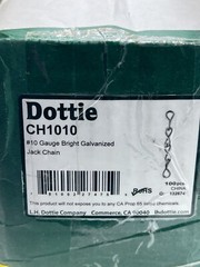 QTY 100 L.H. Dottie #10 Gauge Bright Galvanized Jack Chain Low Carbon Steel