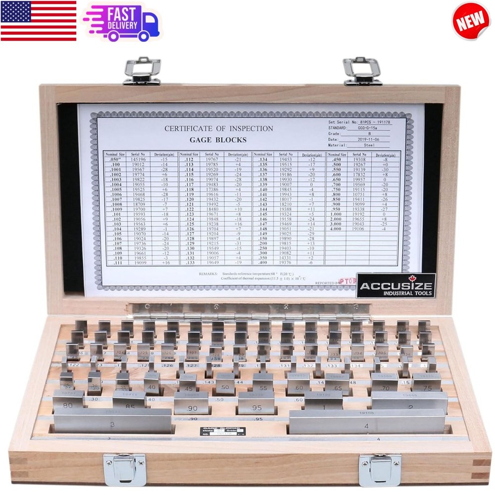 81Pc Steel Gauge Block Set for Calibration of Measuring Equipment Machinist Shop