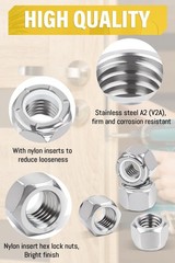 50Pc Stainless Steel Hex Lock Nuts 5/16″-18 – Nylon Insert for Secure Fastening