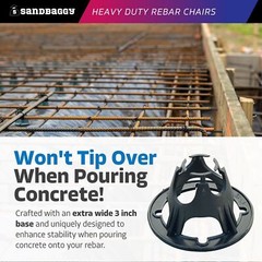 Sandbaggy Plastic Rebar Chair – Elevates Rebar 1″ or 1.25″ – Rebar #3 to #5