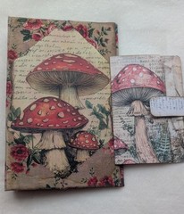 Handmade Grungy Mushroom Forest Junk Journal Book/Covers Only No Signatures DIY