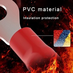 100Pcs 1/4 M6 Ring Terminals, AWG 12 10 Insulated Electrical Crimp Terminals