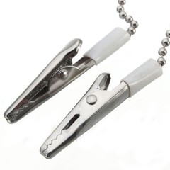 10 Pcs Premium Dental Bibs Clip Napkin Holders Metal White Chain Crocodile