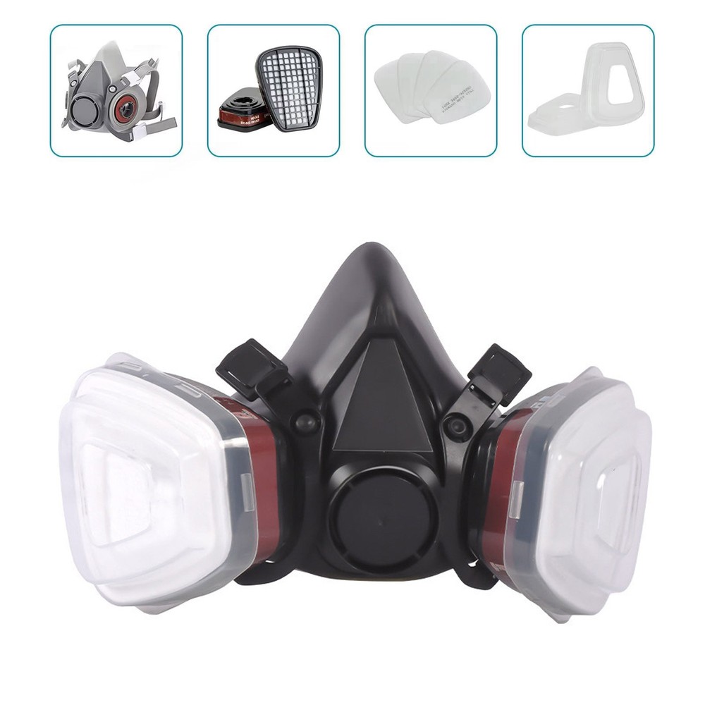 Half Face Respirator Gas Mask Facepiece Spray Painting Safety Glasses For 6200