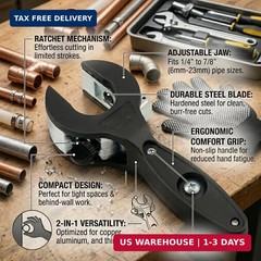 Ratcheting Tubing Cutter, Tubing Cutter 1/4″ To 7/8″, 2 in 1 Close Quarters Tube