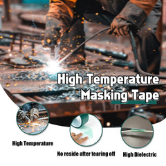 High Temp Masking Tape 2 Inches X 108 Feet, Powder Coat Tape Heat Resistant, Eas