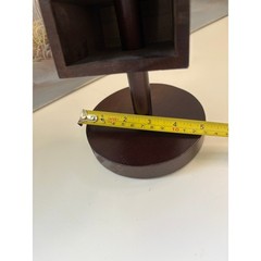 Vintage Modern Rotating Wood Desk Organizer 3 Tier Swivel Pen Holder Espresso