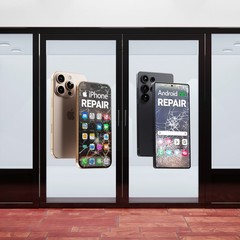 Cracked Screen iPhone Android Repair Window Decals – Die-Cut Storefront Signs 2