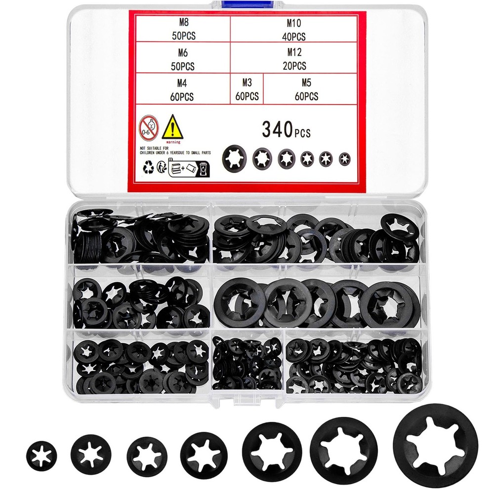 wugongshan 340 Pcs Internal M3, M4, M5, M6, M8, M10, M12 millimeters, black