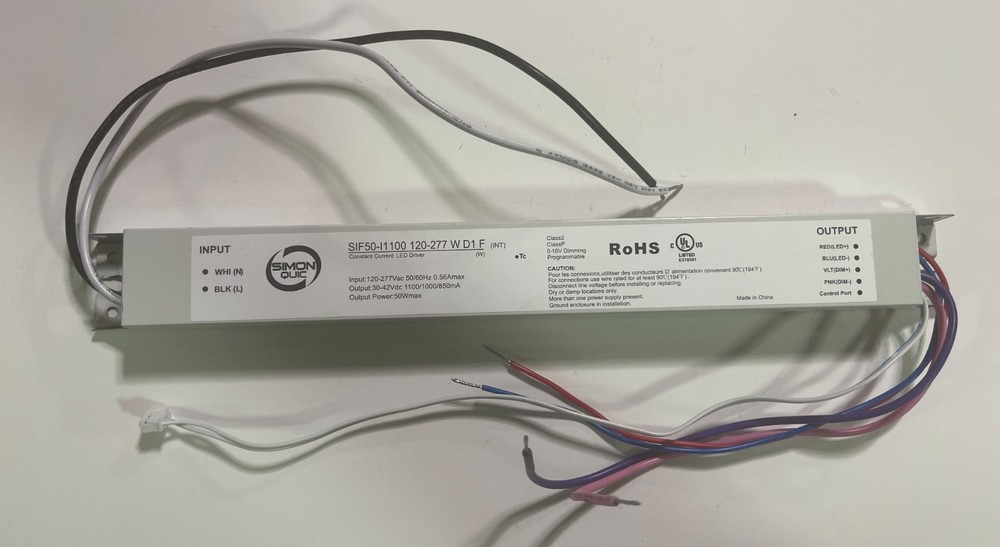 1-pc SIMON QUIC SIF50-I1100 120-277 W D1 F 50W LED DRIVER 0-10 DIMMING 30-42VDC