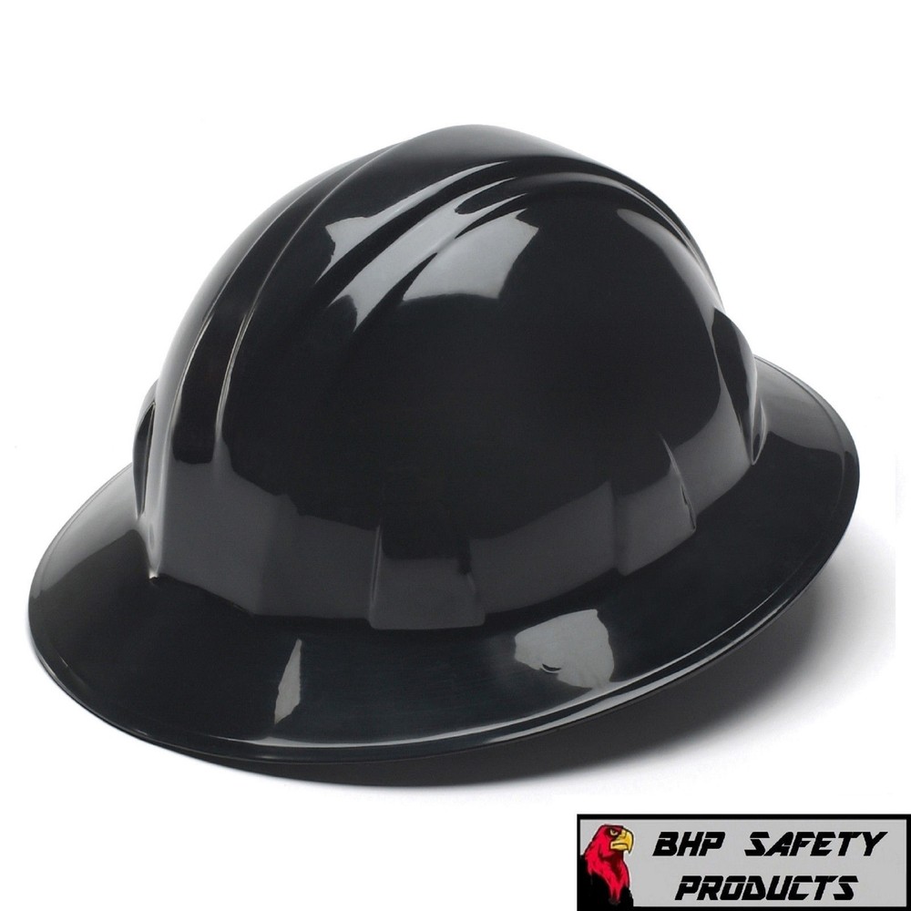 PYRAMEX HARD HAT BLACK FULL BRIM WITH 4 POINT RATCHET SUSPENSION, HP24111