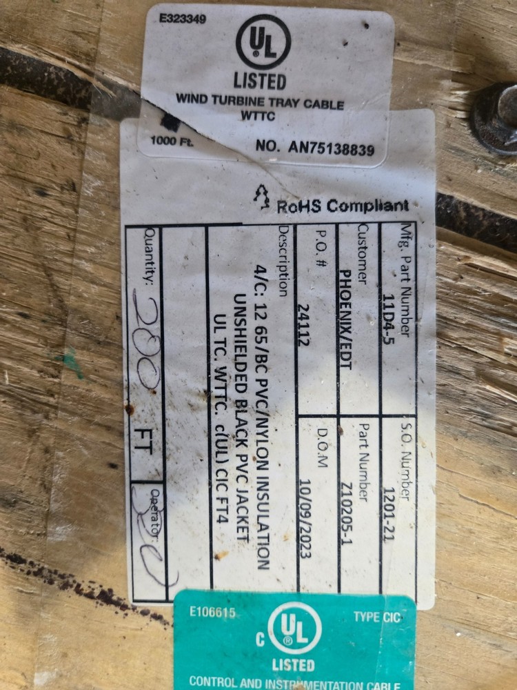 12/ 4 wire 200′ shieled cable