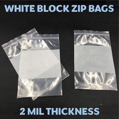3″x4″ Reclosable 2MIL White Block Zip Writable Zipper Baggies Seal Lock Bags