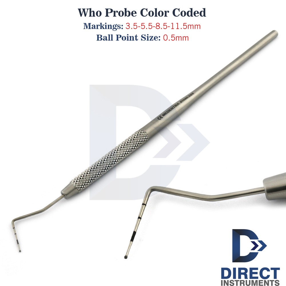 Dental Who Probe With Ball Tip Periodontal Diagnostic Pocket Depth Measurements